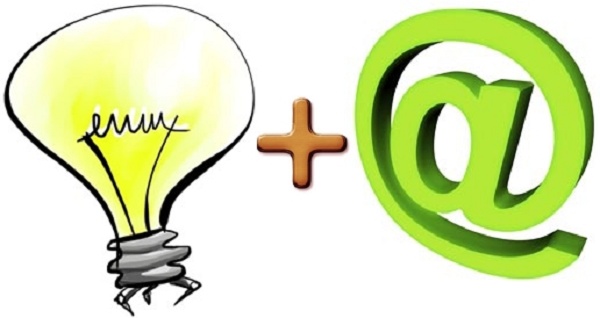 Internet via rede elétrica Lâmpada e símbolo do arroba