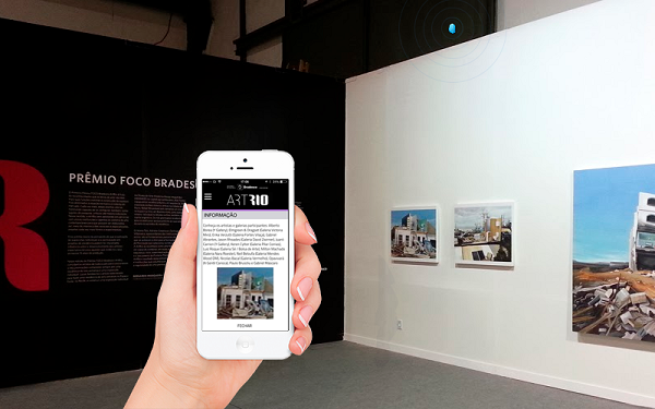 App da ART RIO mostrando conteúdo sobre uma obra de arte. Imagem do app da ART RIO mostrando conteúdo sobre uma obra de arte