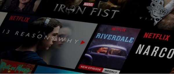 Tela com filmes da Netflix