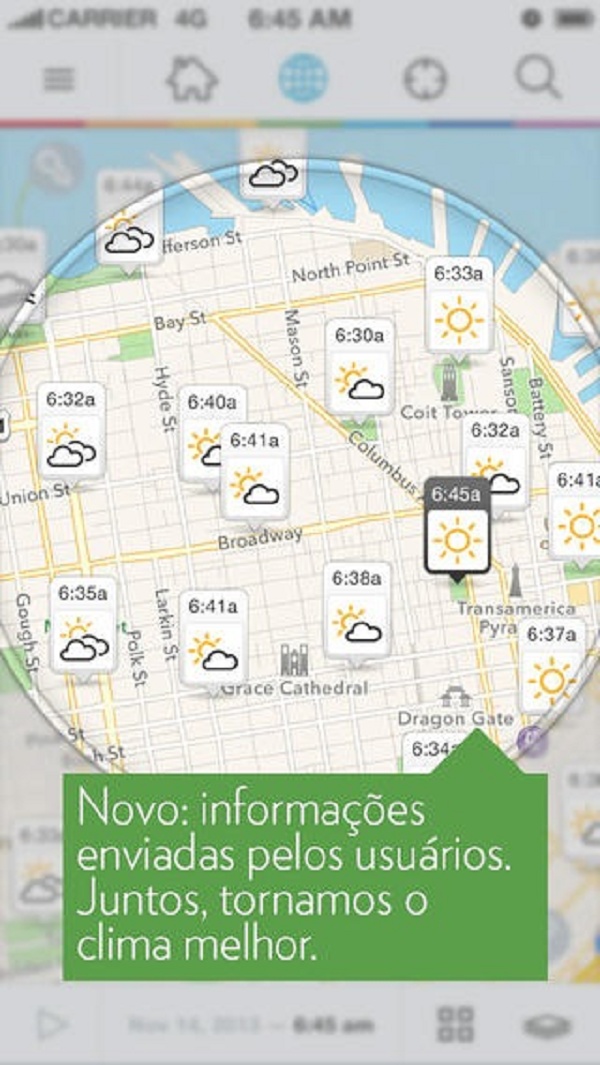 Mapa mostra informações em tempo real sobre o clima Imagem mostra mapa com informações em tempo real sobre o clima